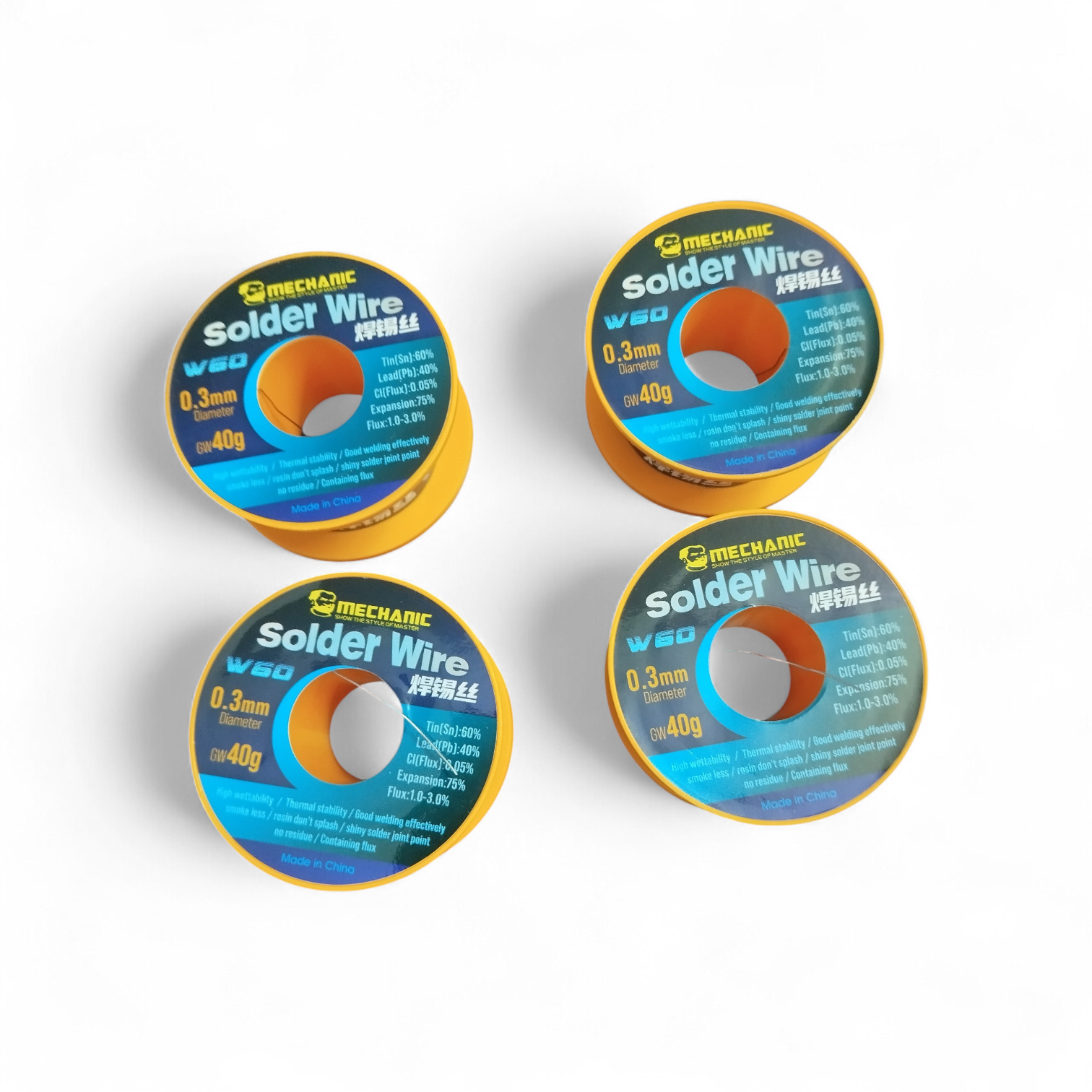 MECHANIC0.3mm 40gm Lead Soldering Rang M60-Medium Temperature 40gm Soldering Wire Soldering Lead 0.3mm Soldering Rang